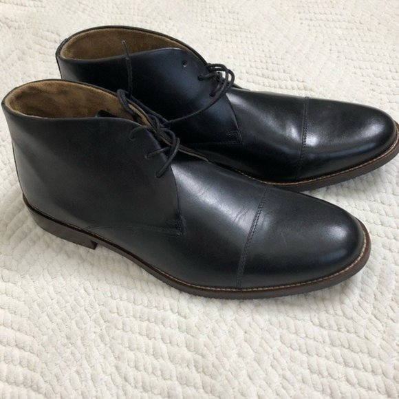 Brand New! Stafford Black Leather Cap Toe Oxford, 12M - Picture 1 of 6